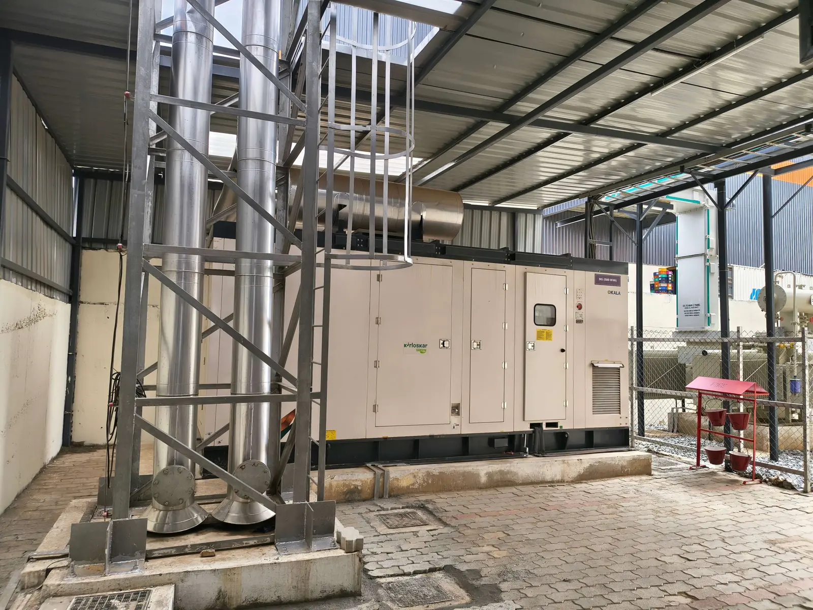 Diesel generator exhaust system installation