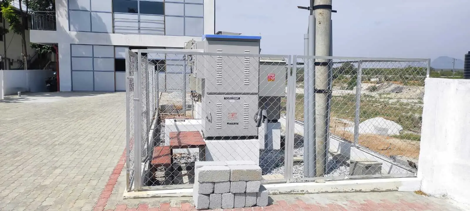 Substation enclosure viewed from front angle