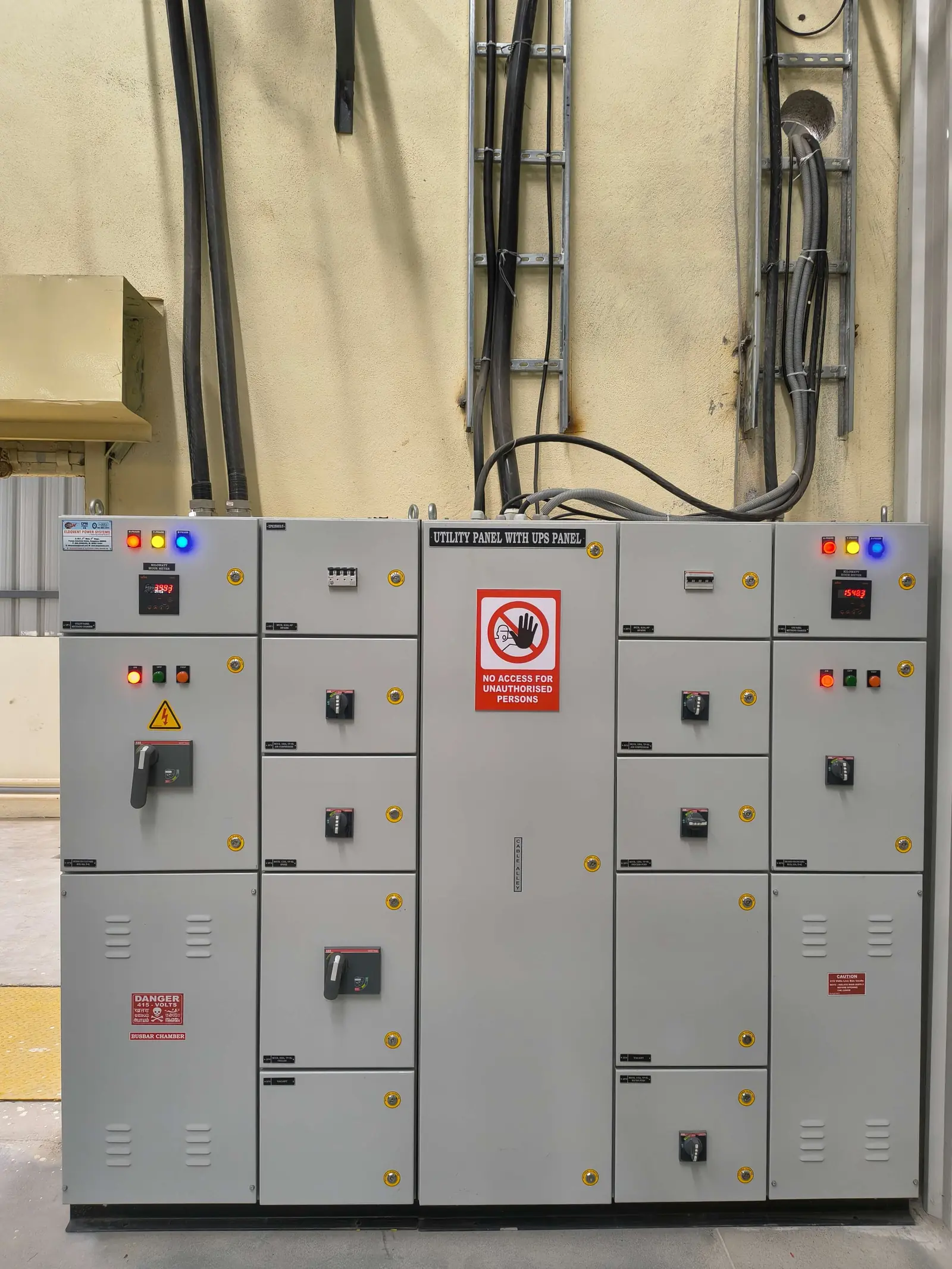 Utility panel cable trays and routing